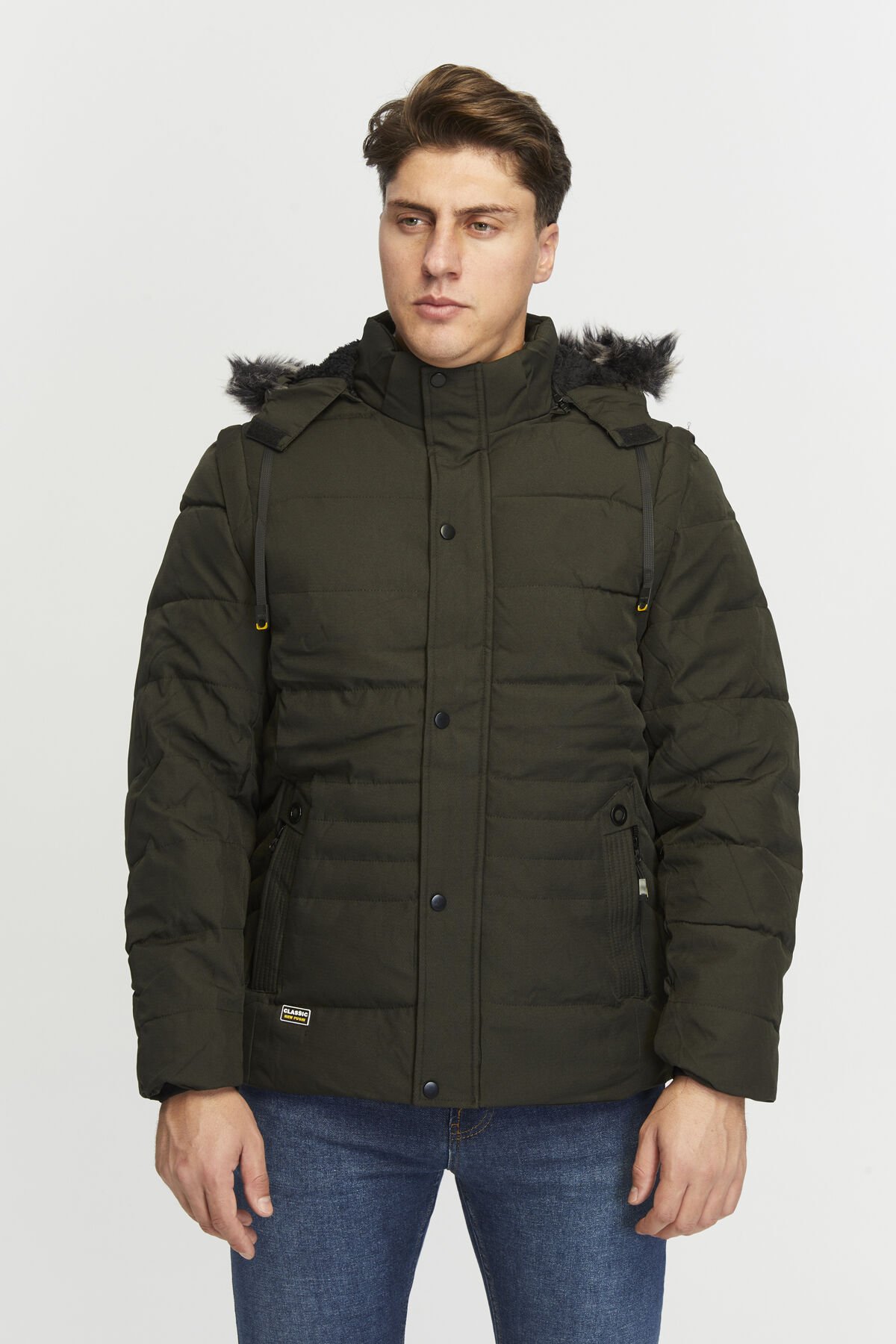 5651 Haki Kolu Çıkabilen 2 in1 Yelek / Mont Rüzgar Geçirmez Su iticili Mont