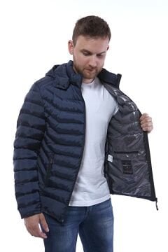 5639 Lacivert Rüzgar Geçirmez Su İticili Şişme Mont