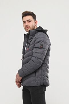 5640 Gri Rüzgar Geçirmez Su İticili Memory Mont