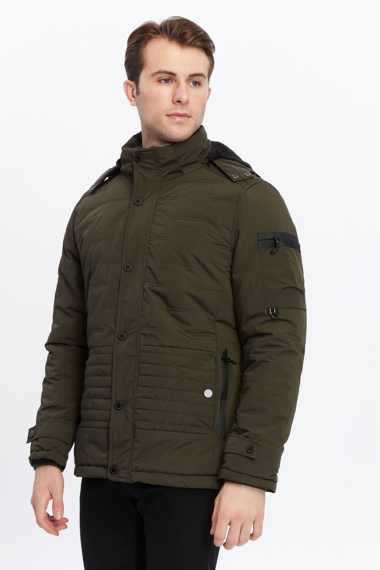 5618 Haki  Rüzgar Geçirmez Su İticili Parka Mont