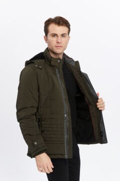 5618 Haki  Rüzgar Geçirmez Su İticili Parka Mont