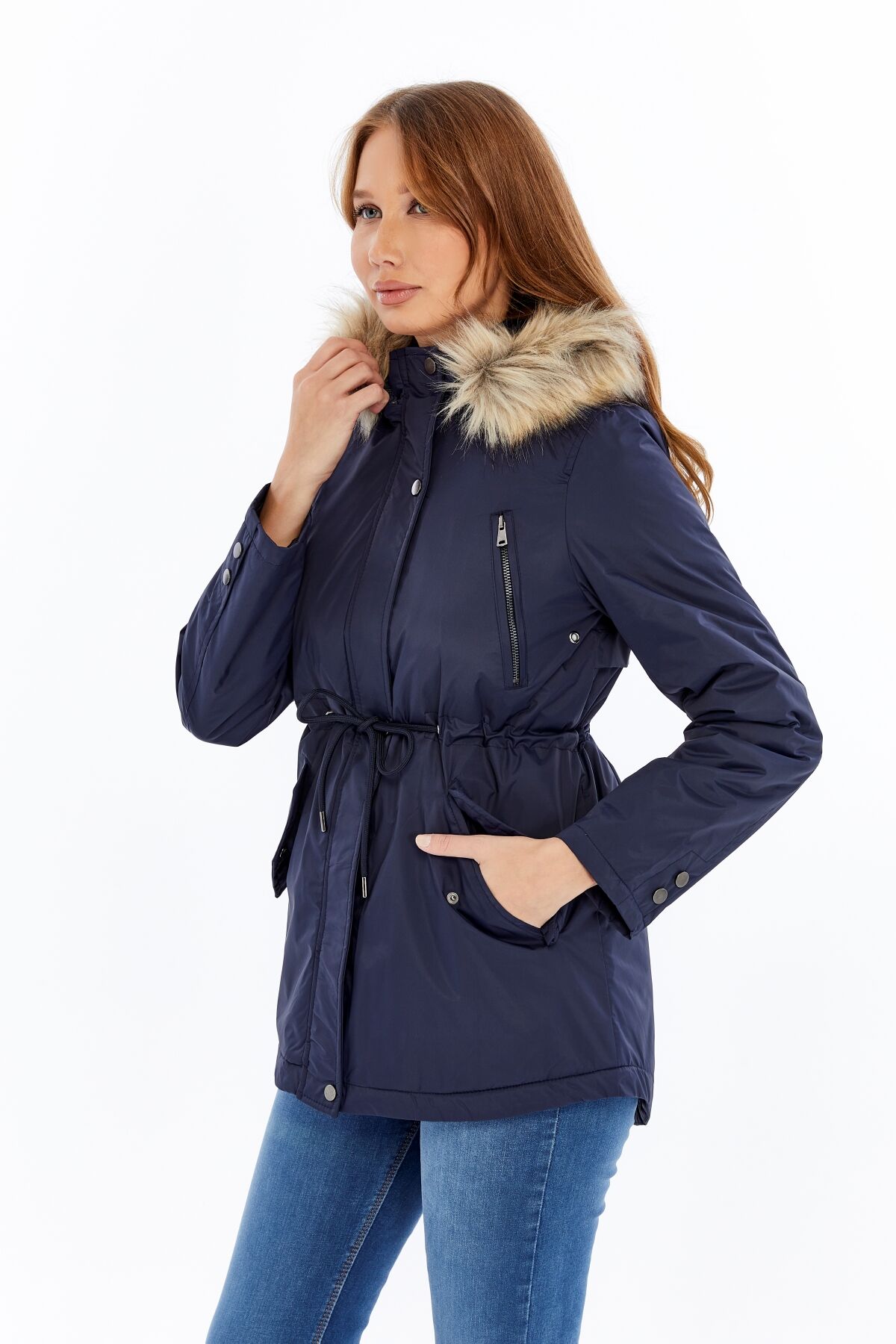 2610  Lacivert Rüzgar Geçirmez Su Iticili  Memory Mont Kaban