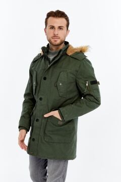 5613 Haki Su İticili Rüzgar Geçirmez Parka Mont