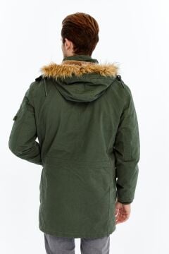 5613 Haki Su İticili Rüzgar Geçirmez Parka Mont