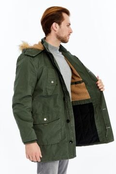 5613 Haki Su İticili Rüzgar Geçirmez Parka Mont