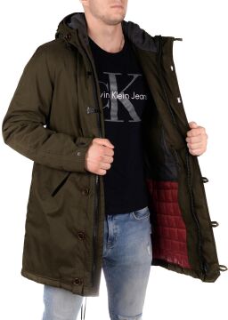 5612 Haki Su İticili Rüzgar Geçirmez Parka Mont