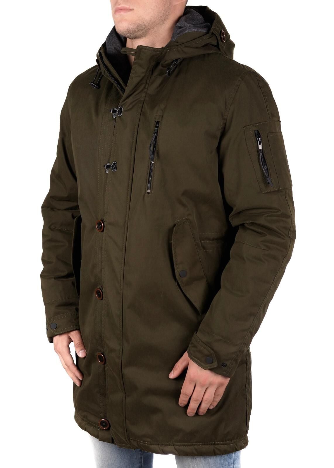 5612 Haki Su İticili Rüzgar Geçirmez Parka Mont