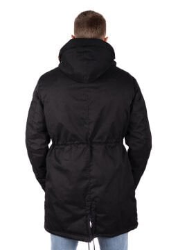 5612 Siyah Su İticili Rüzgar Geçirmez Parka Mont