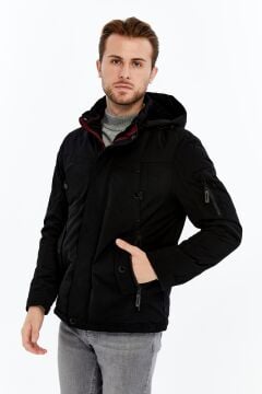 5618 Siyah Su İticili Rüzgar Geçirmez Mont