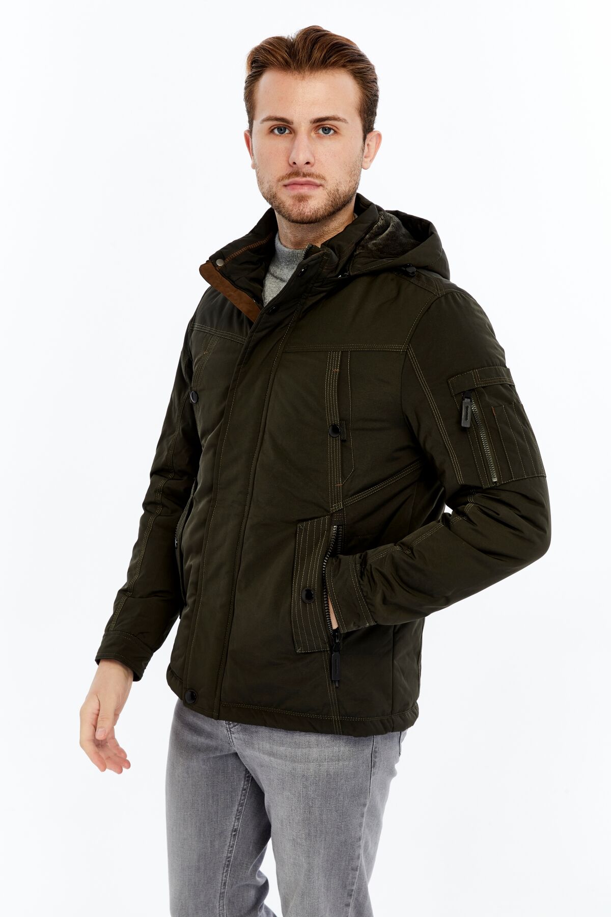 5618 Haki Su İticili Rüzgar Geçirmez Mont