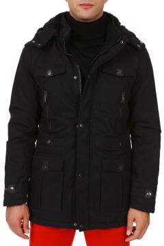 5610 Siyah Su İticili Rüzgar Geçirmez Parka Mont