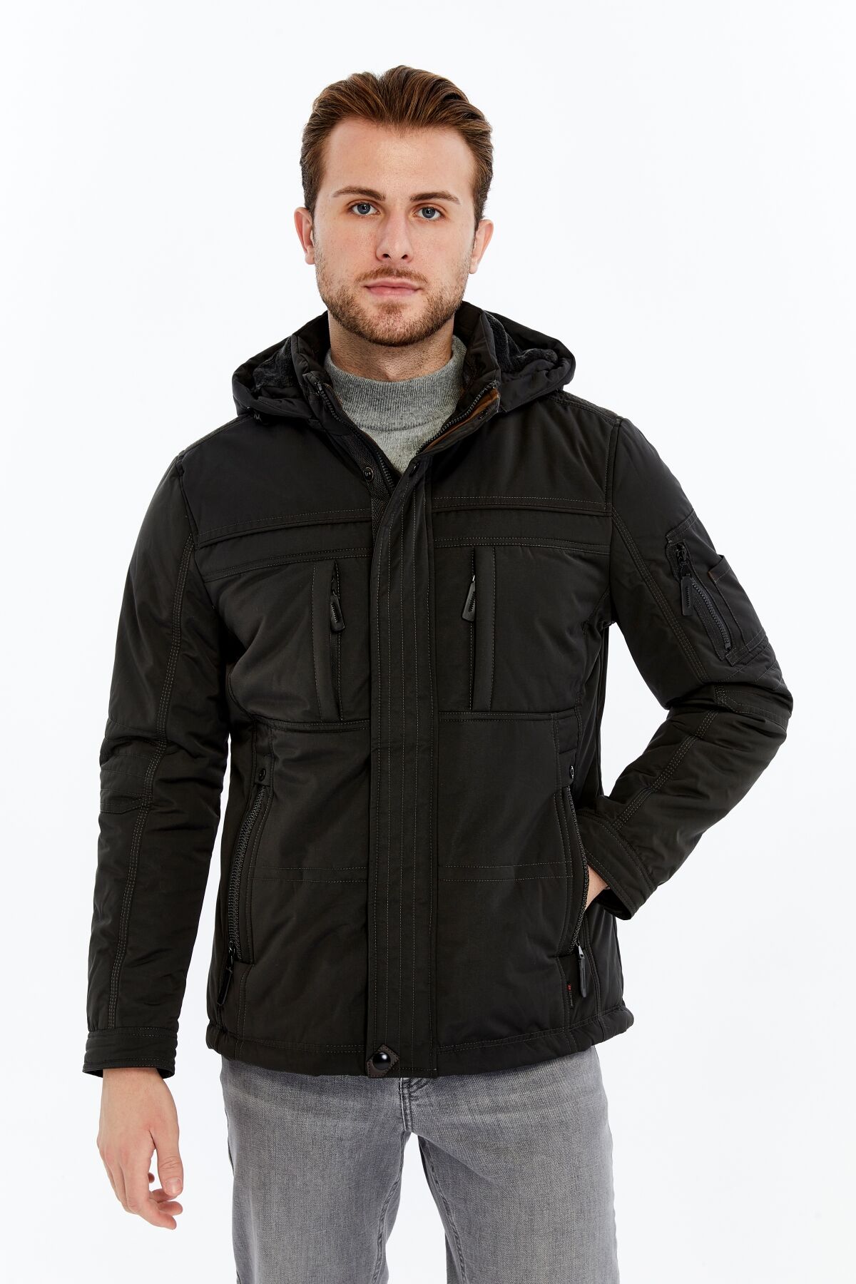 5617 Füme Su İticili Rüzgar Geçirmez Mont