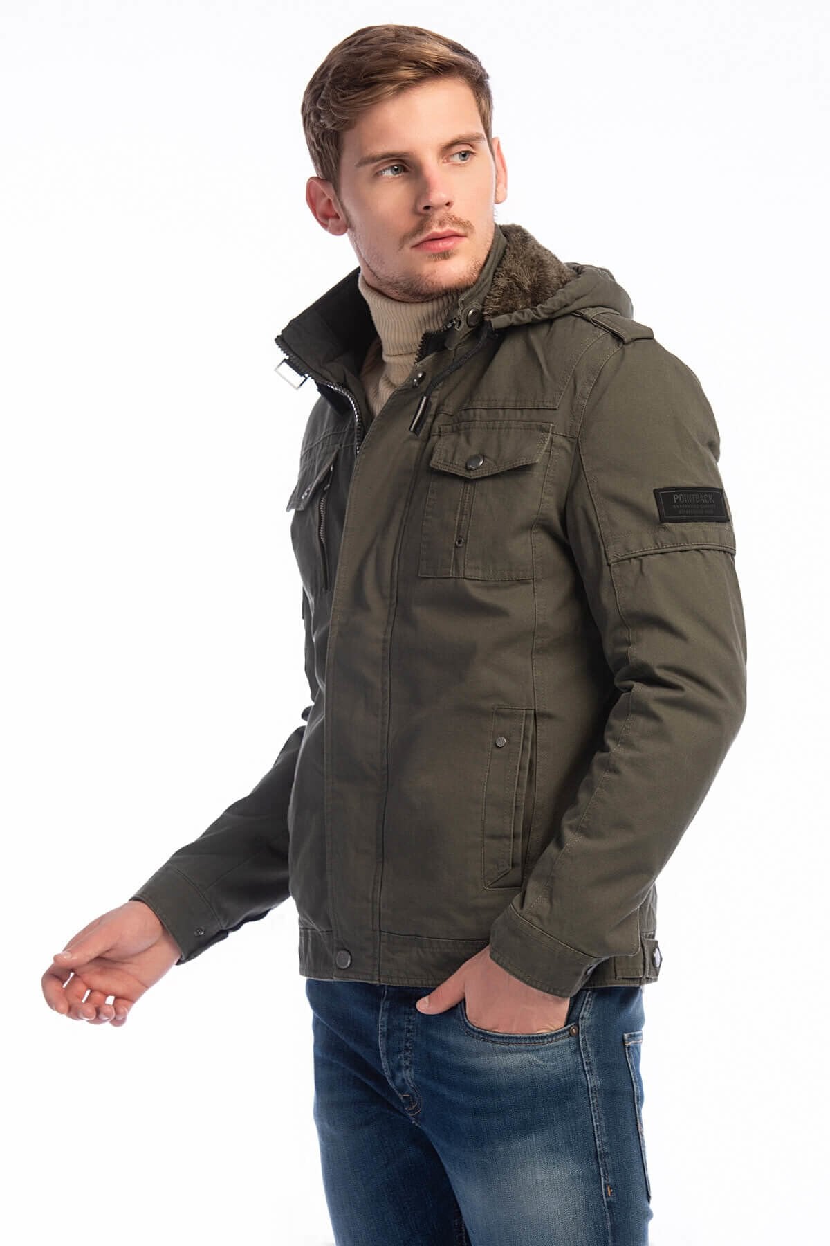 5611 Haki Su İticili Rüzgar Geçirmez  Mont