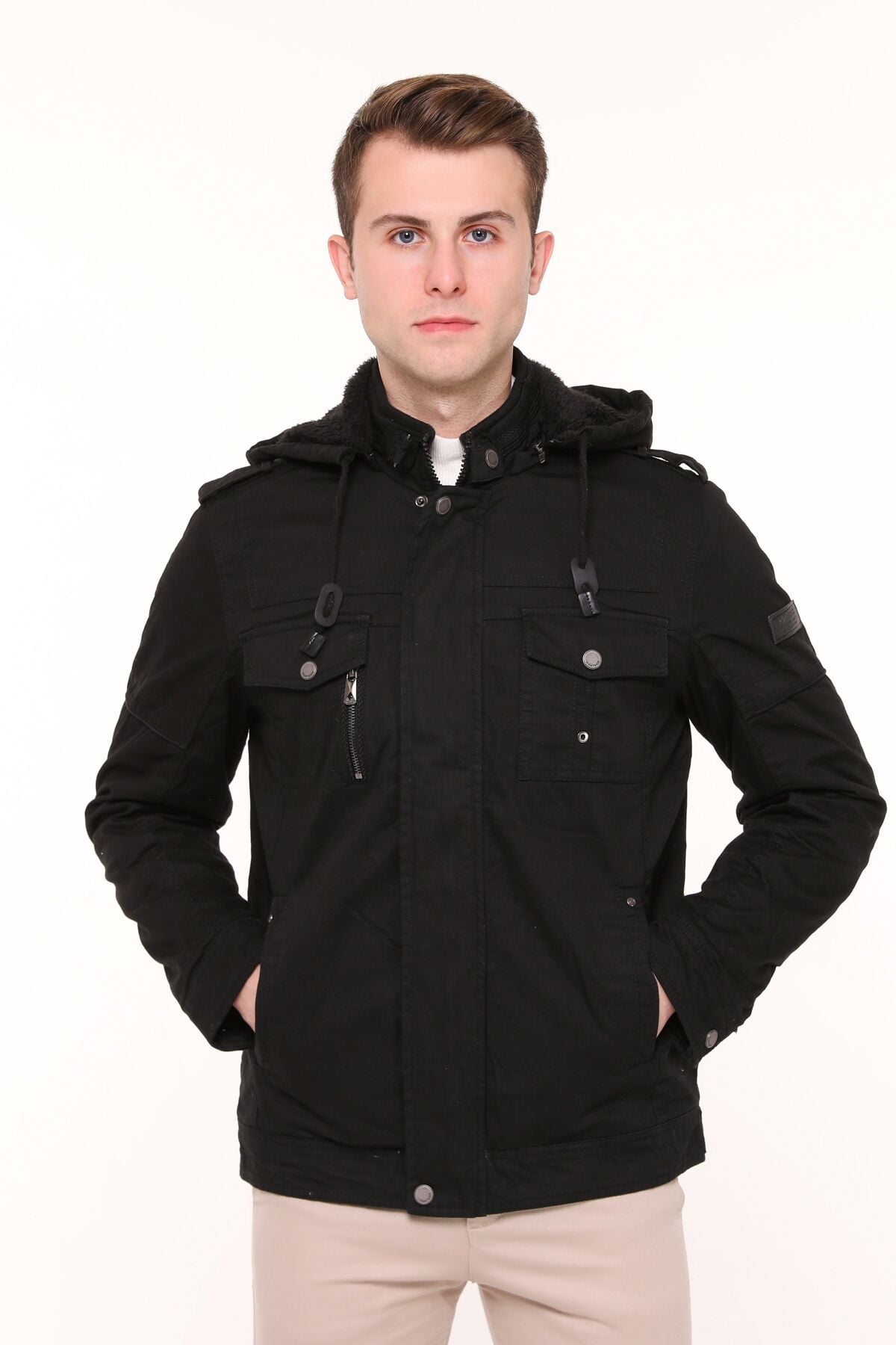 5611 Siyah Gabardin  Rüzgar Geçirmez  Mont
