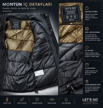 5648 Siyah Su İticili Rüzgar Geçirmez Outdoor Mont