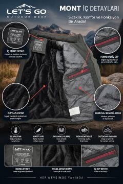 5645 Haki Su İticili Rüzgar Geçirmez Outdoor Mont