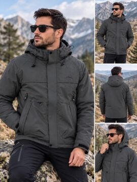 5645 Haki Su İticili Rüzgar Geçirmez Outdoor Mont