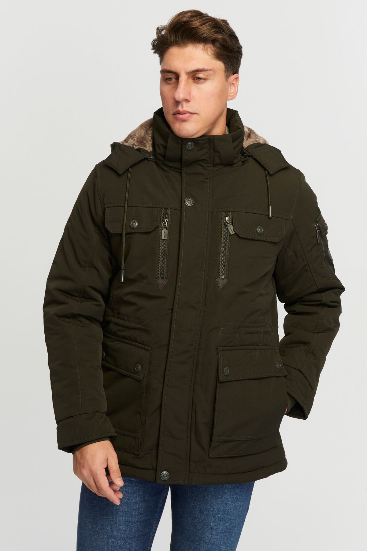 5653 Haki Su İticili Rüzgar Geçirmez Mont Kaban