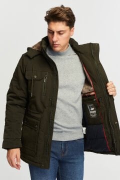 5653 Haki Su İticili Rüzgar Geçirmez Mont Kaban