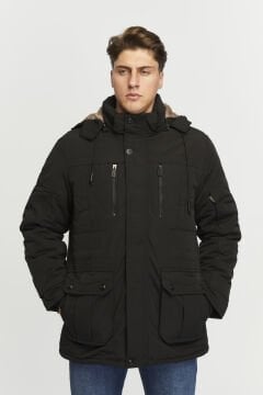 5654 Siyah Su İticili Rüzgar Geçirmez Mont Kaban
