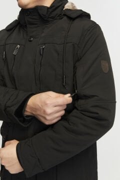 5654 Siyah Su İticili Rüzgar Geçirmez Mont Kaban