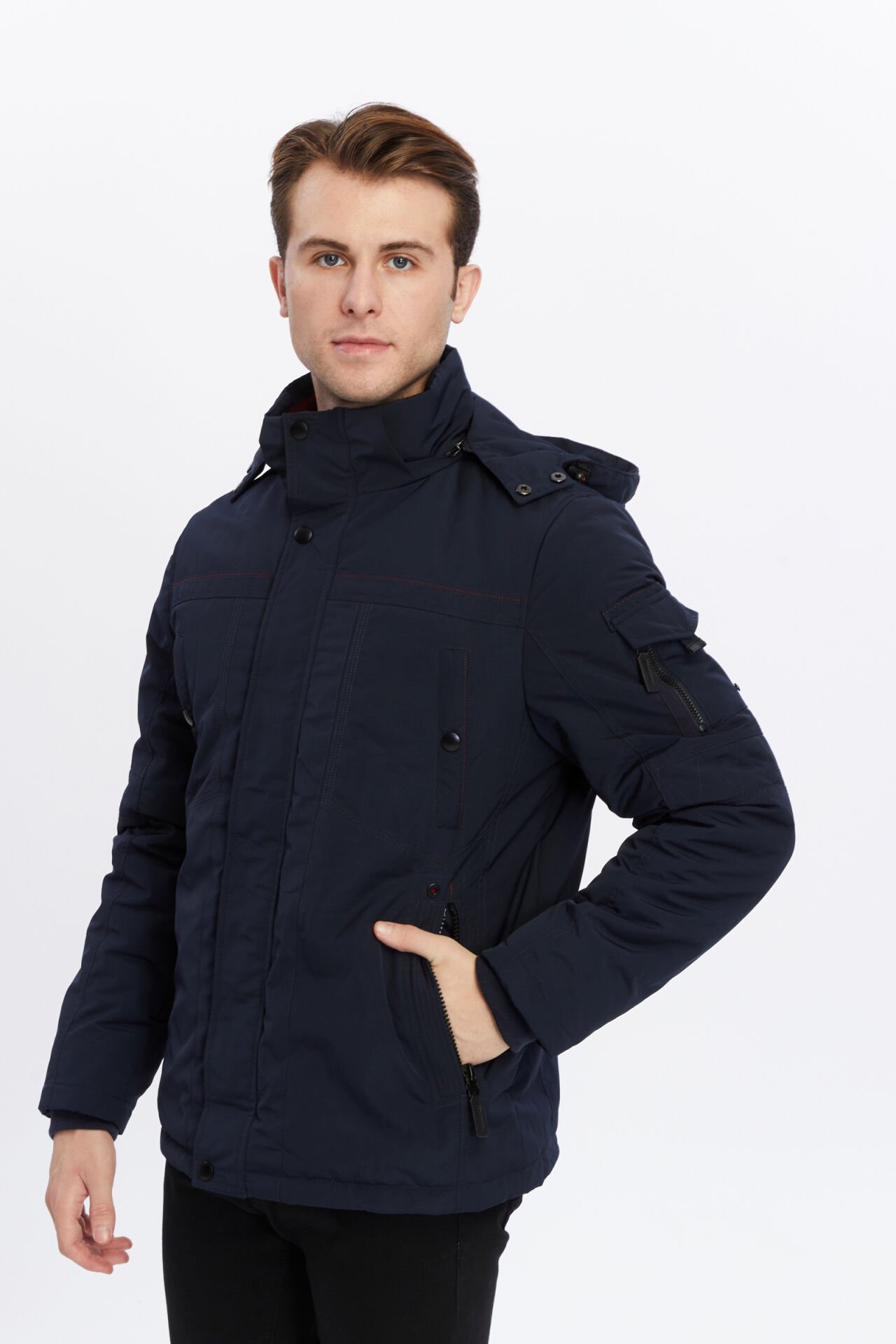 5656 Lacivert Su İticili Rüzgar Geçirmez Mont