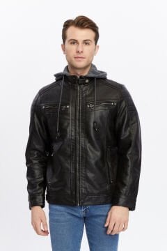 5658 Kahverengi Suni Deri Rüzgar Geçirmez Su İticili Mont