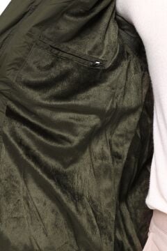 5615 Haki Kolu Çıkmalı Su İticili Rüzgar Geçirmez Mont